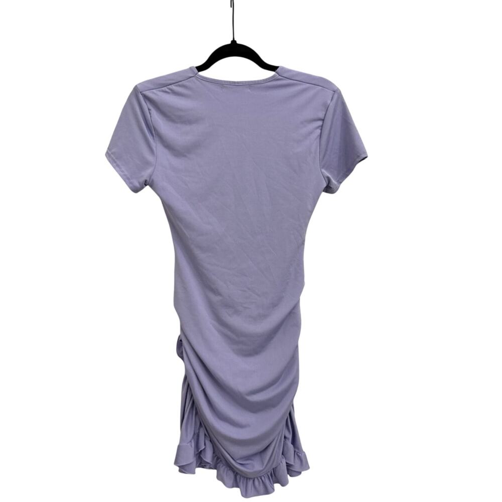 Shein Body-Con Mini Cut Out Ruffle Ruched Wrap Dress Size Medium - Picture 2 of 4